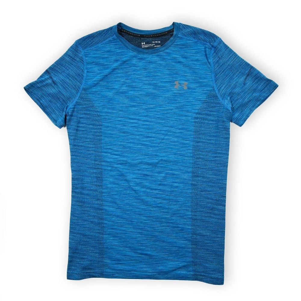 Under Armour Shirt Mens XL Blue Heatgear Fitted Thread Borne Athletic Mens Shirt